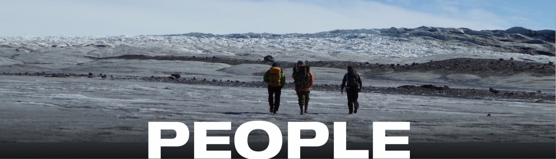 Science team walking across the ice sheet - People