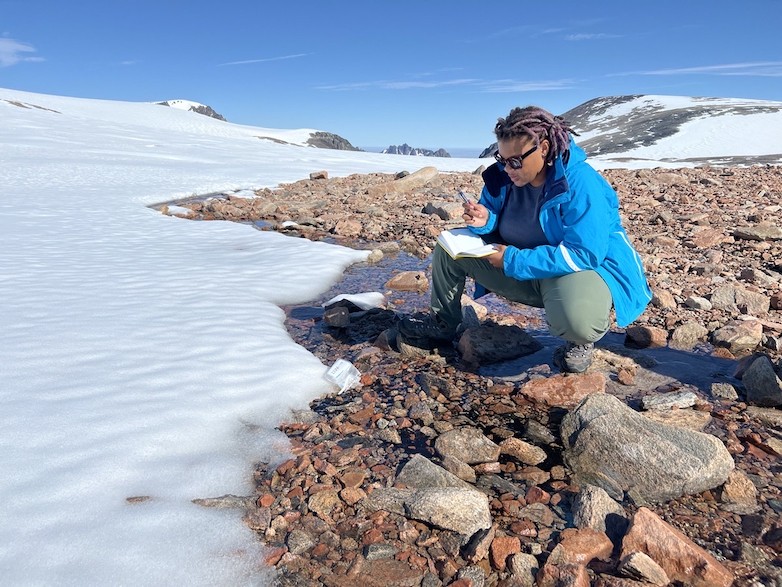Liza Wilson sampling ice cap tundra