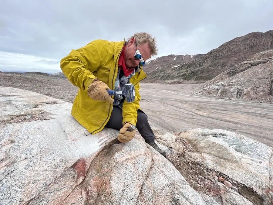 Joerg collects sample for exposure dating